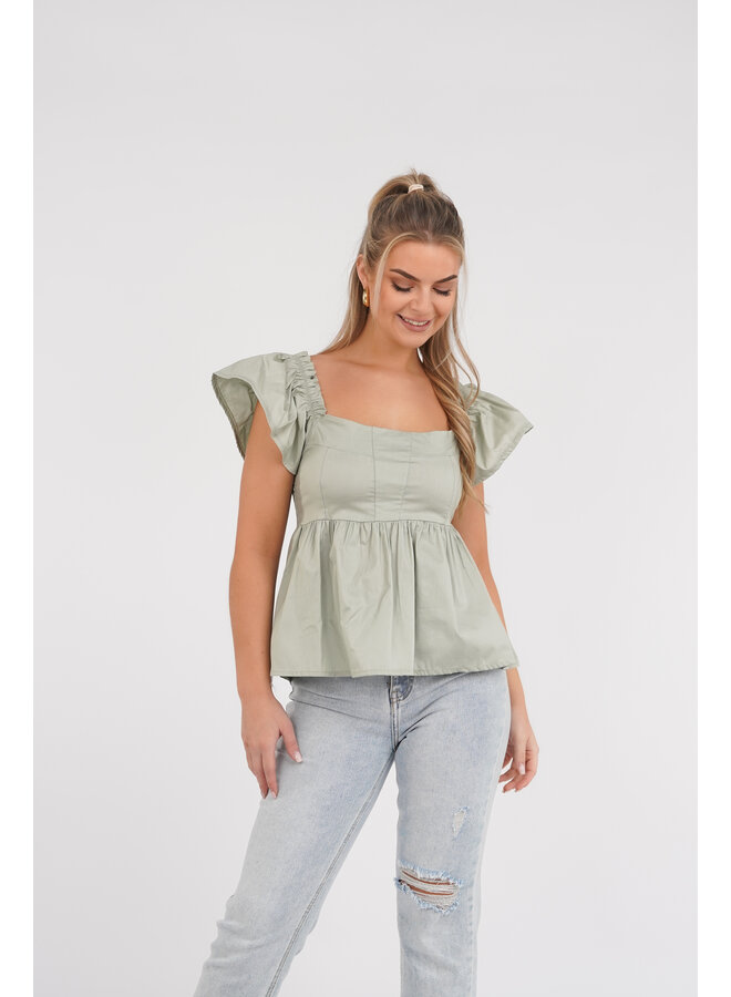 Peplum top mint groen