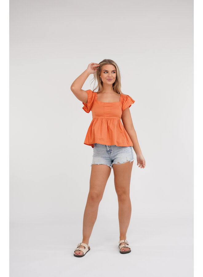 Peplum top oranje