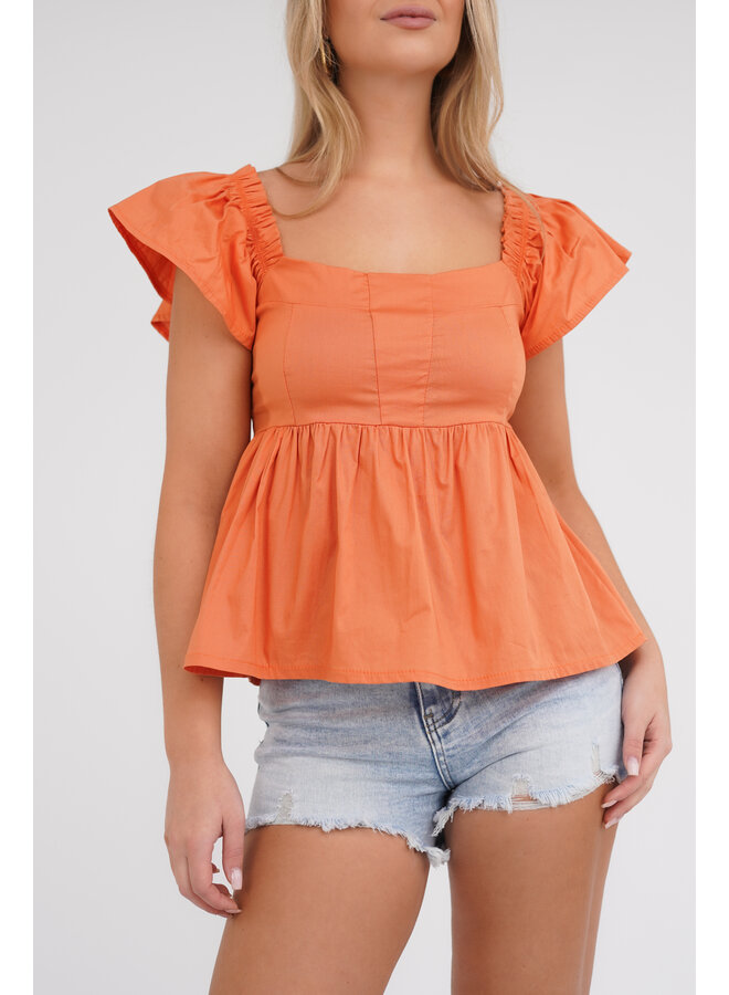 Peplum top oranje