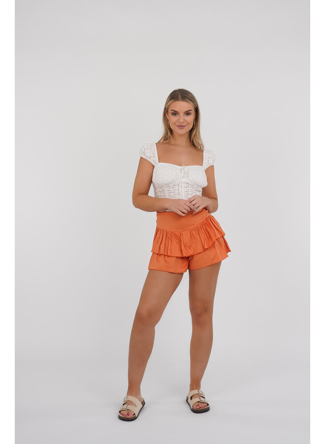 Skort dames met ruffles oranje