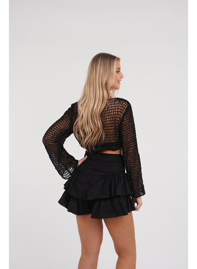 Skort dames met ruffles zwart