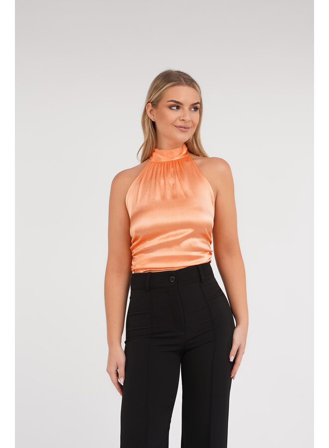 Halter top satijn oranje