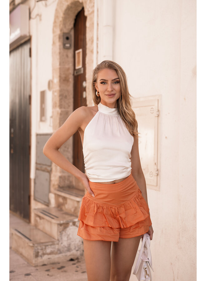 Skort dames met ruffles oranje