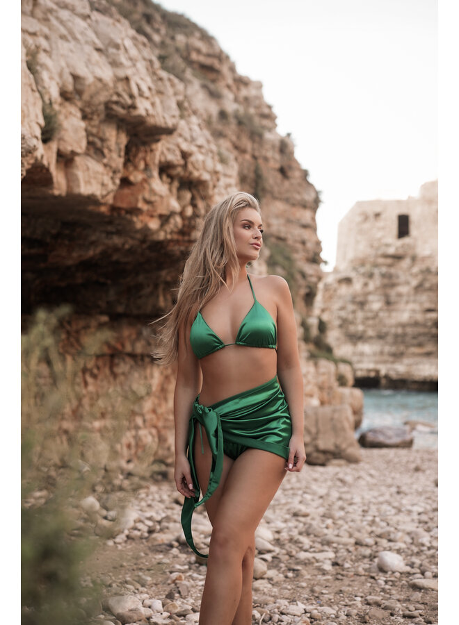 Triangel bikini satijn met cover up groen