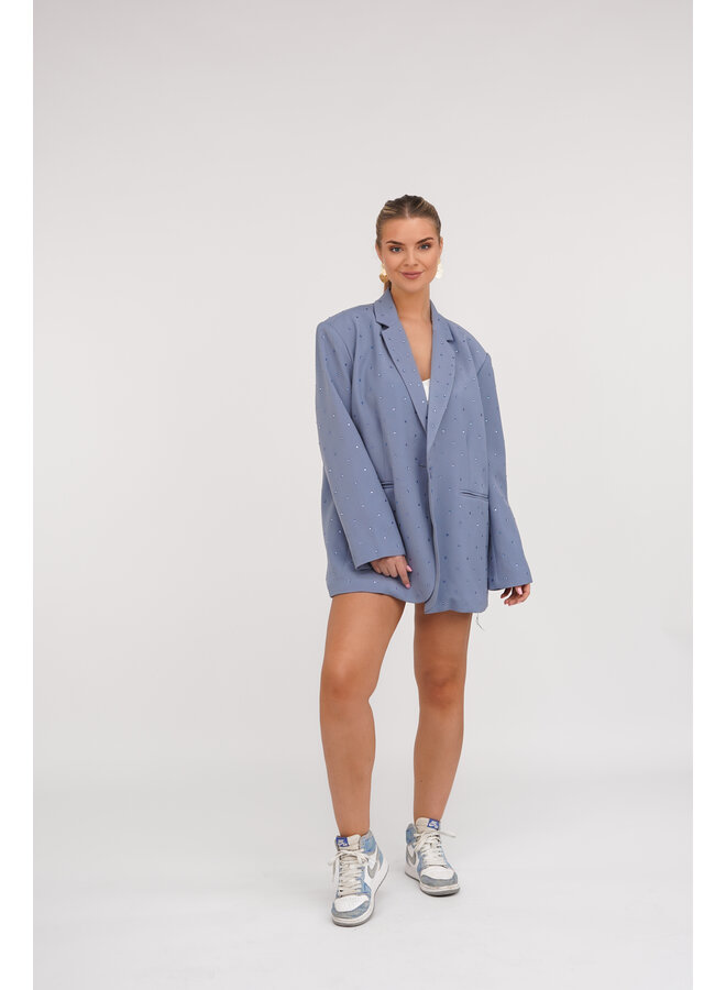 Oversized blazer met diamanten blauw