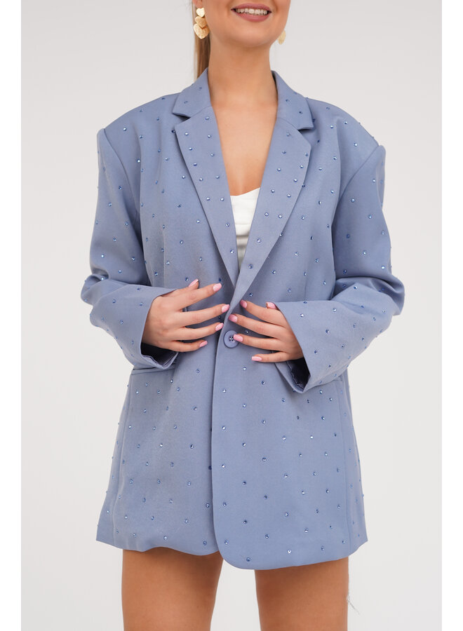 Oversized blazer met diamanten blauw