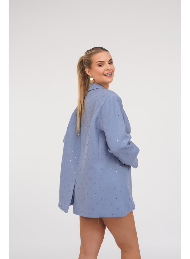 Oversized blazer met diamanten blauw