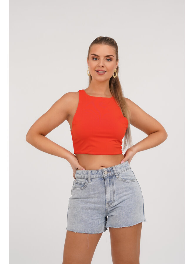 Rode halter crop top