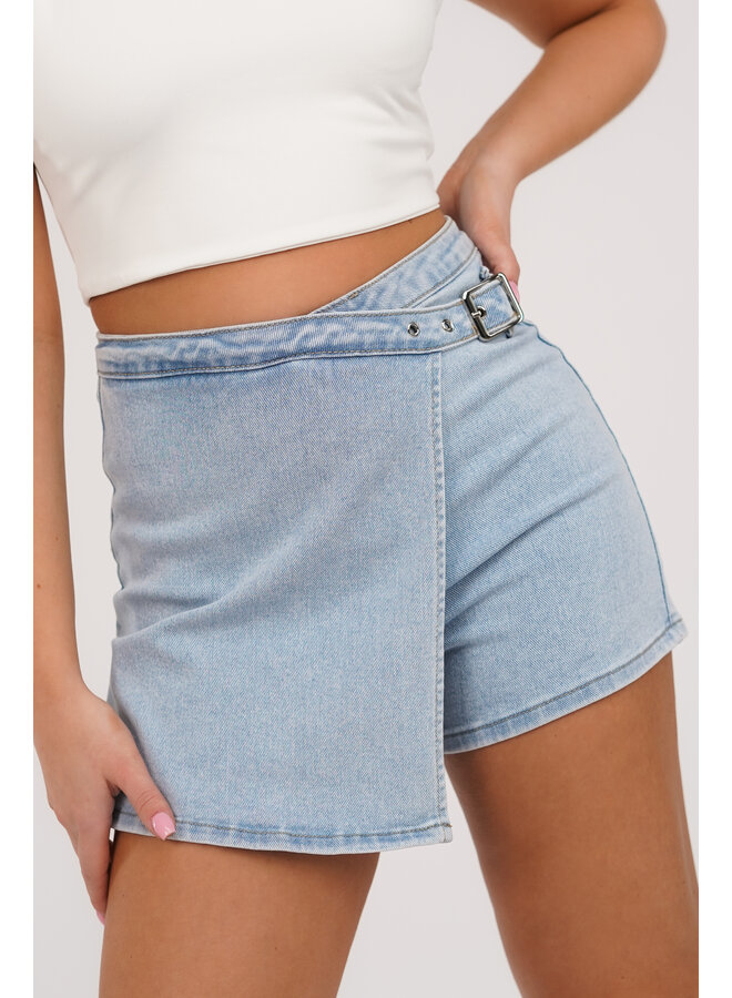 Denim overslag skort blauw - Harper