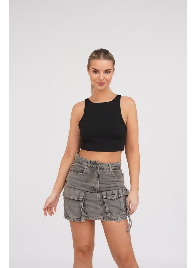 Zwarte halter crop top