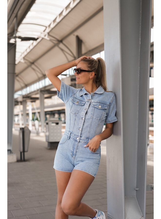 Denim playsuit blauw - Elio