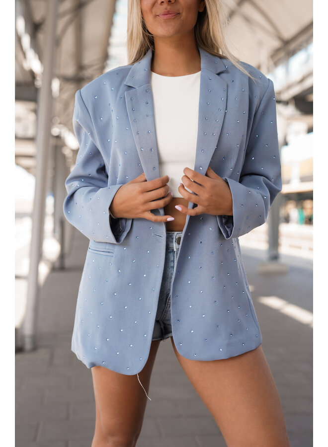 Oversized blazer met diamanten blauw