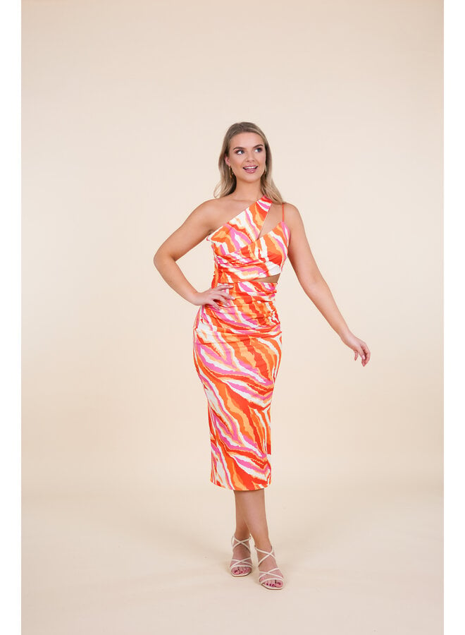 Maxi jurk met cut out details oranje