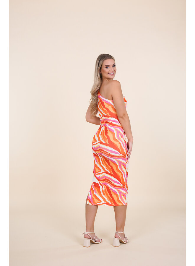 Maxi jurk met cut out details oranje