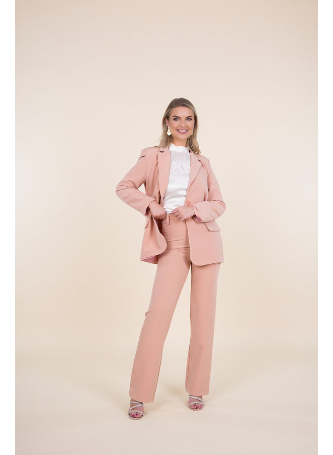 Pantalon met wide leg model oud roze