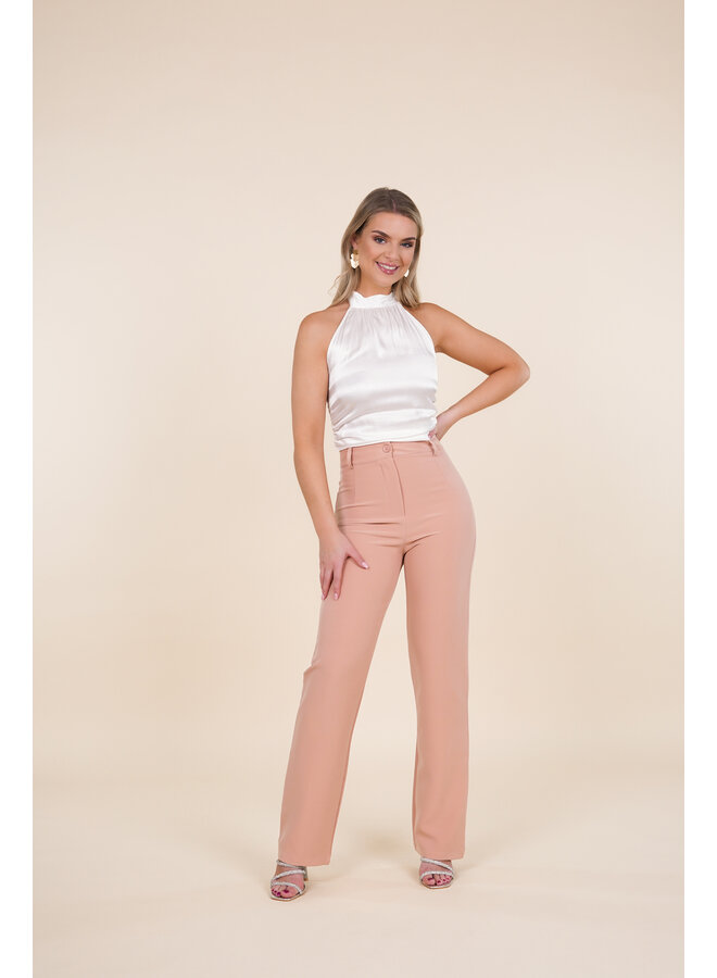 Pantalon met wide leg model oud roze