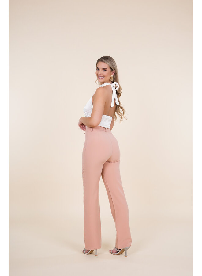 Pantalon met wide leg model oud roze