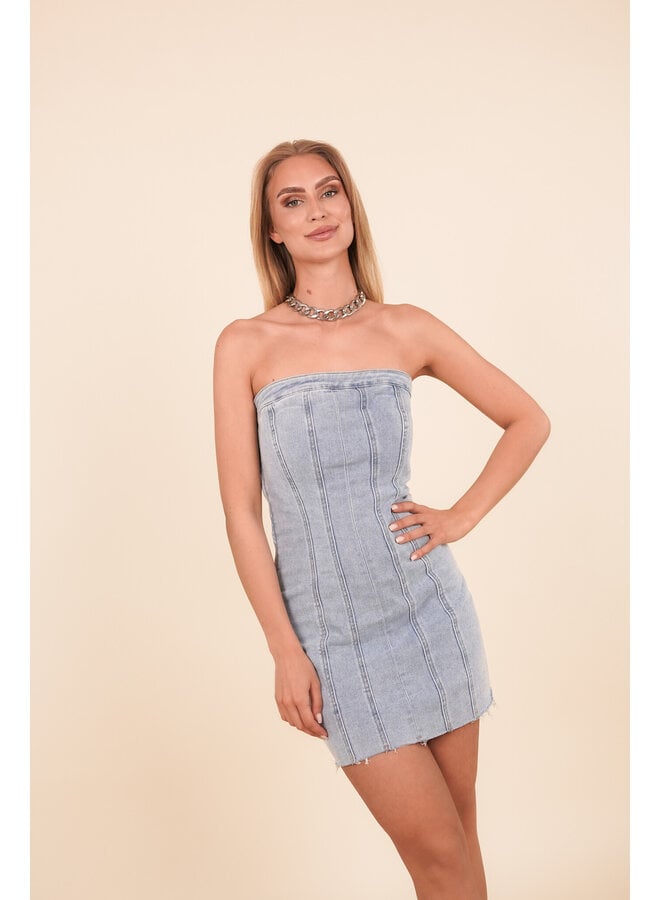 Strapless jurk denim blauw - Julia