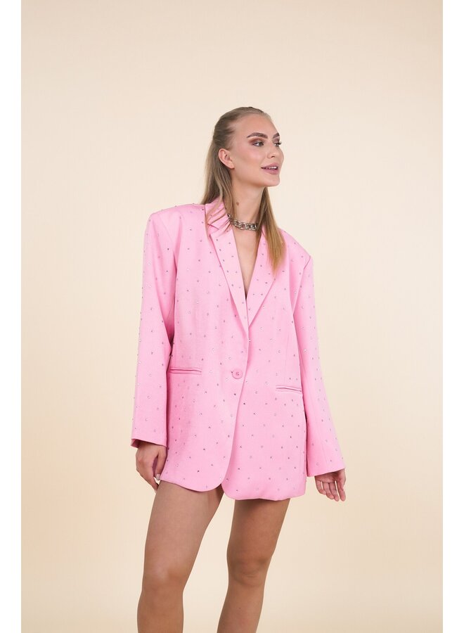 Oversized blazer met diamanten roze