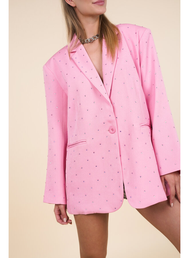 Oversized blazer met diamanten roze