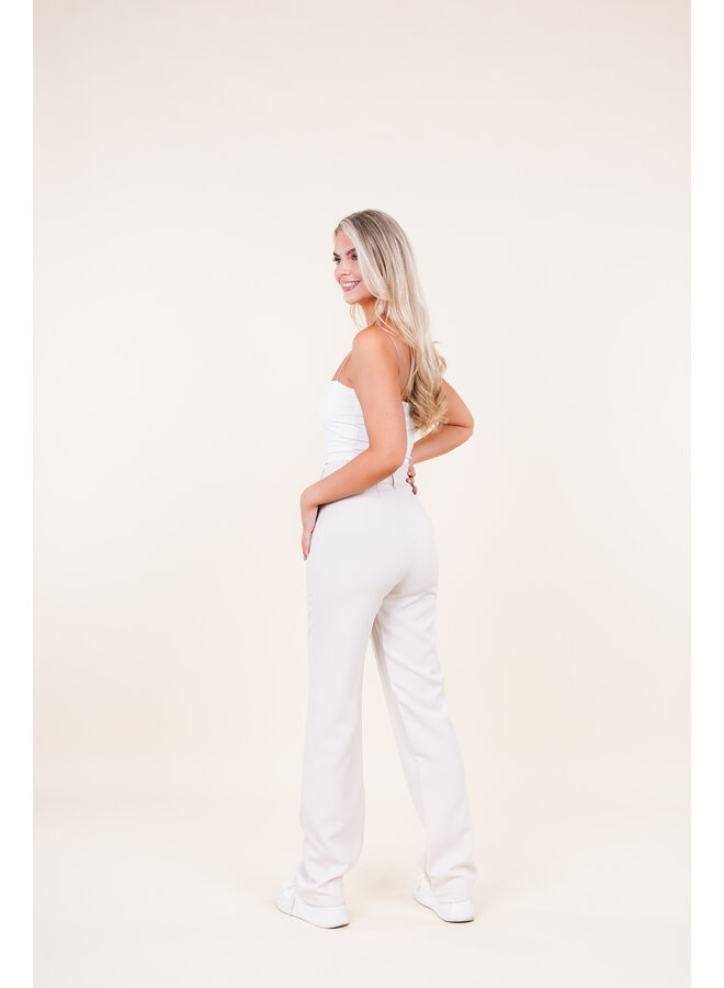 Pantalon beige met wide leg model