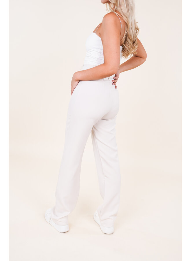 Pantalon beige met wide leg model