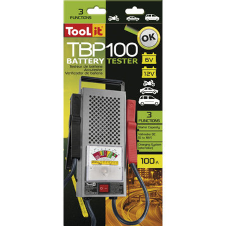 TooLit accutester TBP 100 voor loodaccu's 6/12V | 20-110Ah | met 3 testfuncties