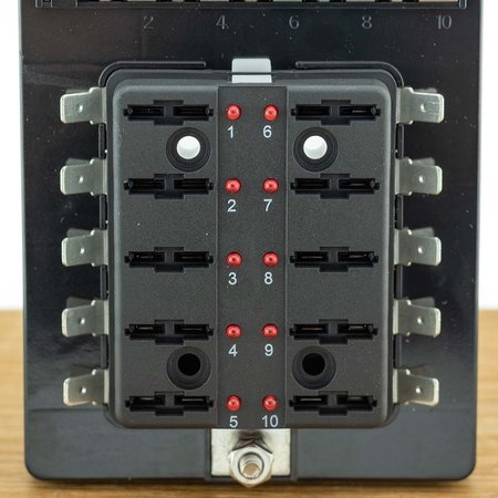 Zekeringdistributie 10 met led signalering + busbar