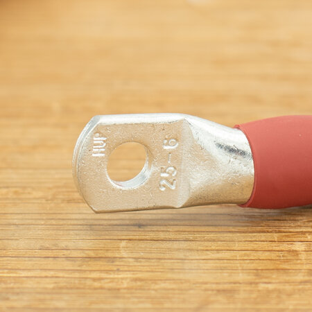 Accukabel verloop 25mm² 30cm M6-M6 Rood