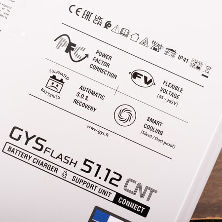 GYS acculader met voeding GYSFLASH 51.12 CNT FV 2,5M