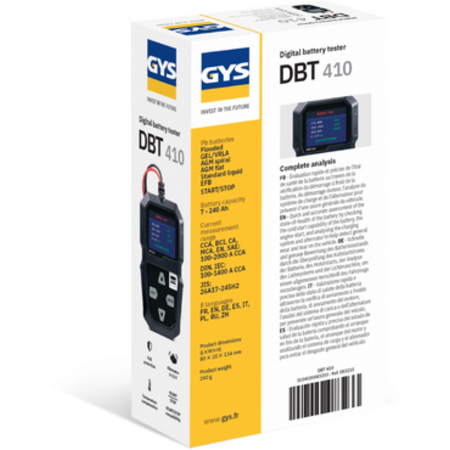 GYS accutester DBT 410 voor loodaccu's 6V/12V | 7-240Ah | LCD | Multifunctioneel