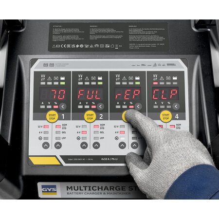 GYS Multicharge station 4x10A 6V/12V voor (vier) accu's Pb-Li
