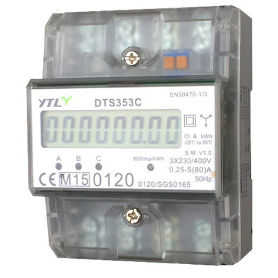 EMAT kWh meter 80A 3-fase Dinrail MID GEKEURD