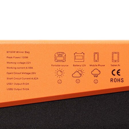 TS Draagbaar Zonnepaneel in tas 100Wp (1040x660x45mm)