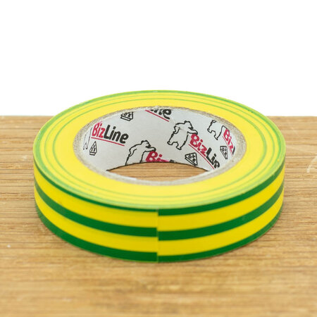 BizLine Vinyltape 15mm x 10m groen/geel
