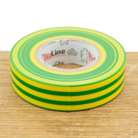 BizLine Hoogwaardige vinyltape 19mm x 20m geel/groen