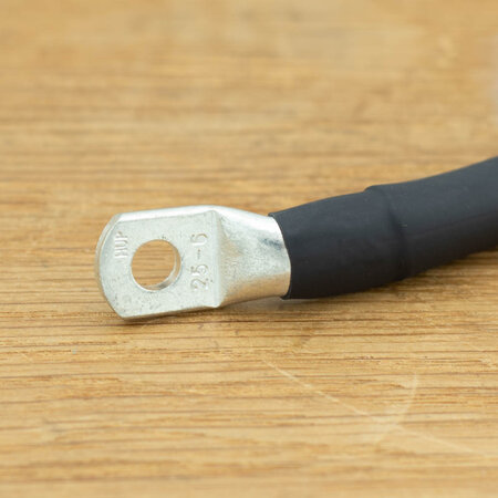 Accukabel verloop 25mm² 30cm M6-M6 Zwart