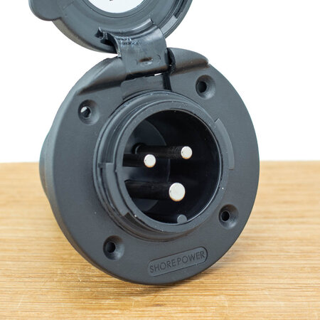 Ratio Walstroom invoer/inlet 16A kunststof - Zwart