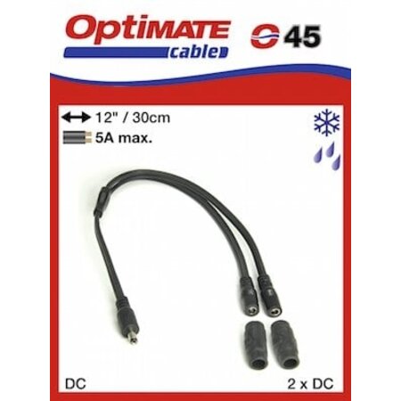 Tecmate Optimate Y-splitter kabel DC-stekker naar 2 DC-contacten O-45
