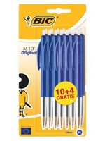 Bic Balpen Bic m10 blauw medium blister à 10+4 gratis