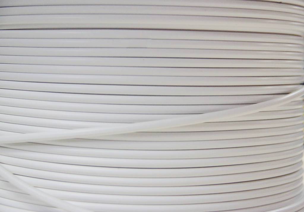 staalkabel kunststof  mantel Wit PVC omspoten 7x7 op 1000 mtr. haspel