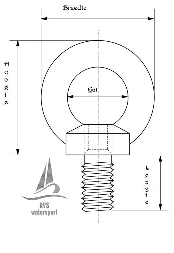 Rvs Oogbout AISI-316 , M6 t/m M24