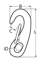 Rvs karabijnhaak surf model, AISI-316