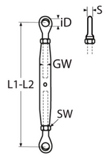 Rvs spanschroef gesloten huis oog-oog AISI-316