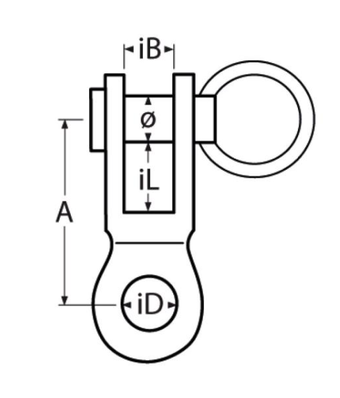 Rvs Toggle gaffel-oog AISI-316