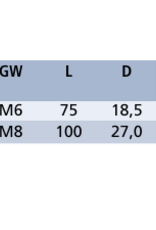 Rvs pelikaanhaak opschroefbaar model AISI-316, lengte 75mm en 100mm