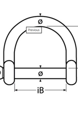 Rvs D-sluiting breed model met borstbout  AISI-316, diameter 5 mm t/m 10 mm