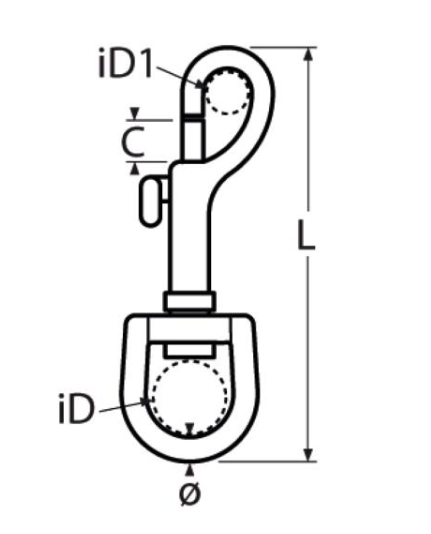 Rvs Musketonhaak met warteloog AISI-316