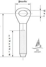 Rvs Oogterminal AISI-316, voor staalkabel 3 mm t/m 12 mm