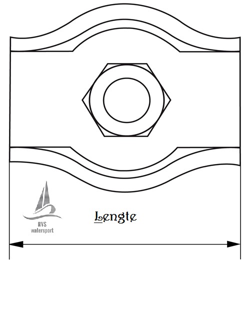 Rvs Simplexklem AISI-316, voor kabeldiameter 2 mm. t/m. 6 mm.